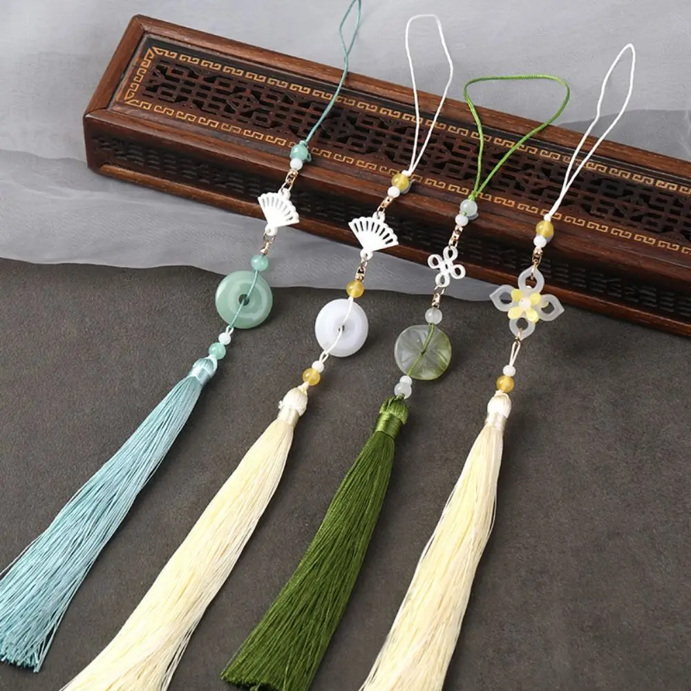 Imitation Jade Hanging Imitation Jade Lotus Pendant Classical Jewelry Accessories Hanfu Tassel Pendant Waist Pendant DIY Crafts