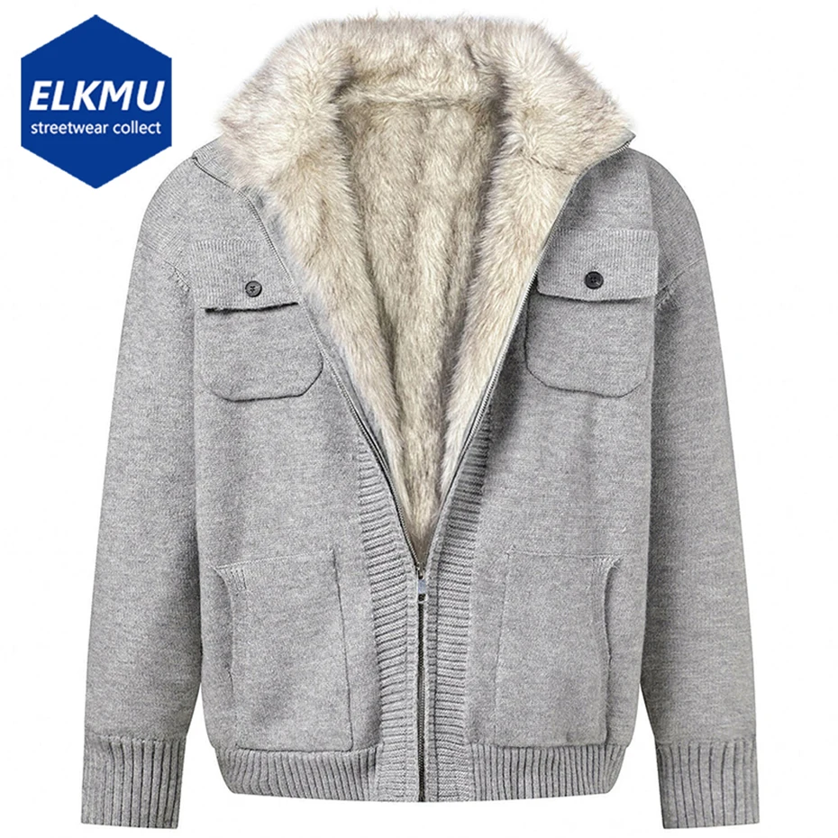 

Men Winter Jackets Faux Fur Warm Coats Stand Collar Loose Casual Padded Jackets Outwear