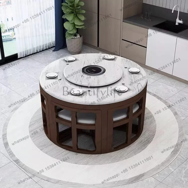 LJY Useful Practical Turntable Round Dining Table Luxury Legs solid wood Modern Hallway Coffee Tables Office Living Room Furnitu