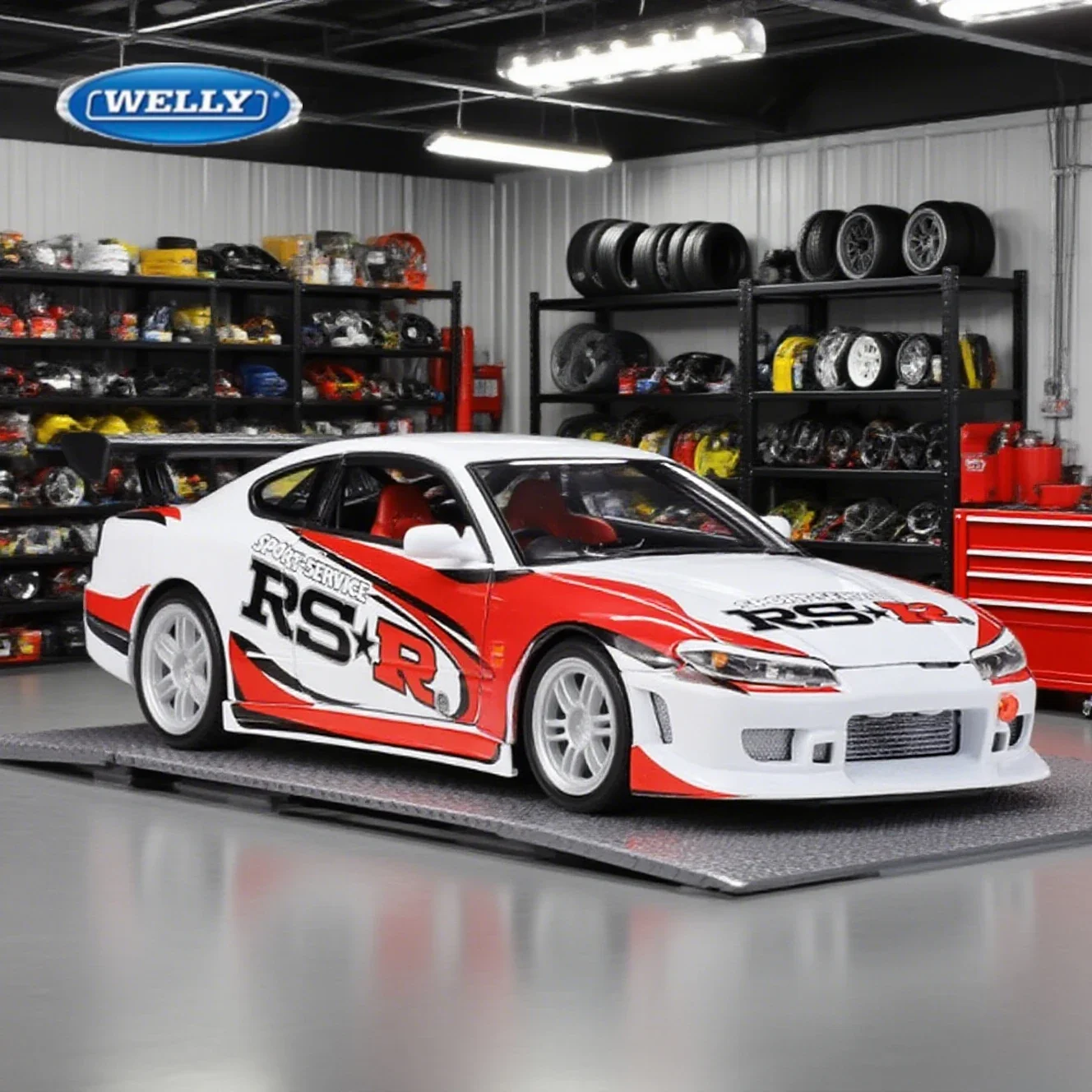 

WELLY 1:24 Nissan Silvia S15 RS-R легкосплавный автомобиль, литье под давлением и игрушечный транспорт, модель автомобиля, миниатюрная масштабная модель автомобиля, игрушка для детей