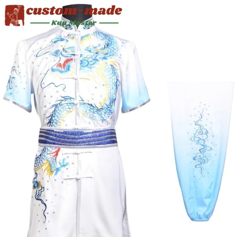 Custom Martial Arts Uniform Kung Fu Suit with Dragon Embroidery Southern Fist Long Fist Reinforced for KungFu Forms Competition