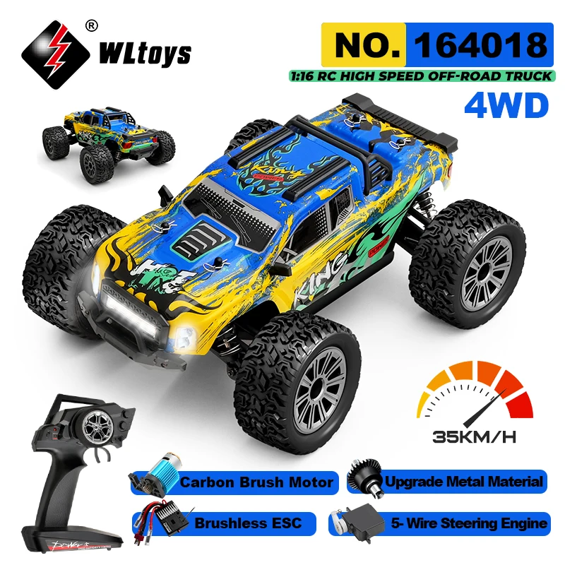 

WLtoys 164018 1/16 Радиоуправляемая машина для бездорожья 4x4 Грузовики со светодиодной подсветкой 2,4G Электрические высокоскоростные альпинистские автомобили с дистанционным управлением для детей