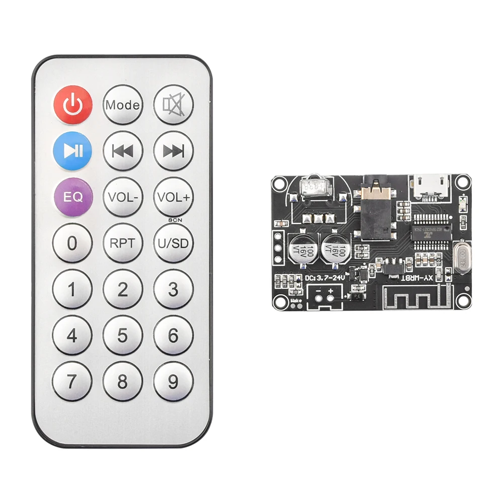 Bluetooth 5.0 Audio Decoding Board DC3.7-24V Sound Receiver Module Stereo Decoder With Remote Control