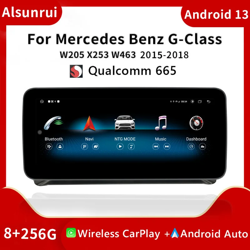 

Wireless Carplay Android 13 Car Radio For Mercedes Benz C Class W205 GLC Class X253 W4462015-2018 Multimedia Screen Qualcomm 665