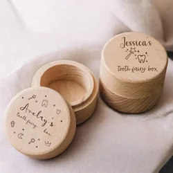 Tooth Fairy Box Personalized Round Wooden Tooth Fairy Holder Birthday Gift for children Custom Name Milk Tooth Box and Hair Box