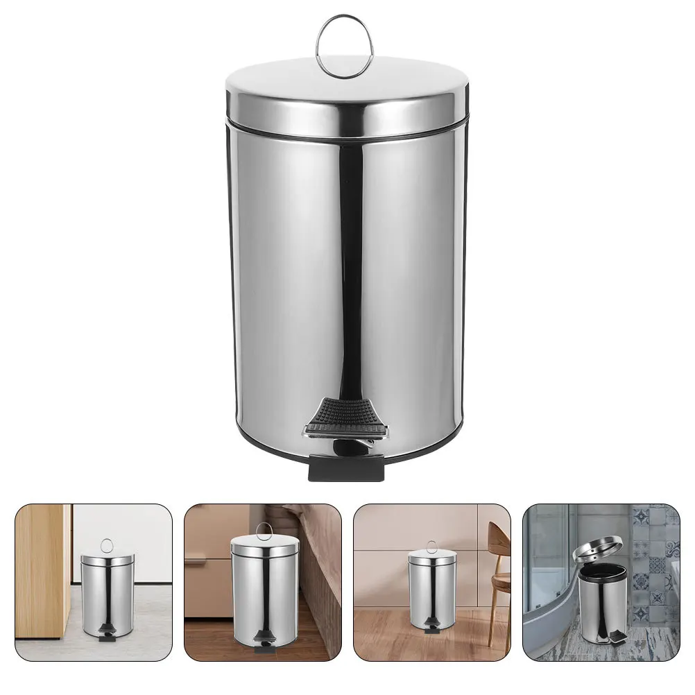 

Modern Stainless Steel Garbage Can Foot-Activated Lid for Hygienic Waste Disposal Small Space Efficient Bathroom Toilet Bin