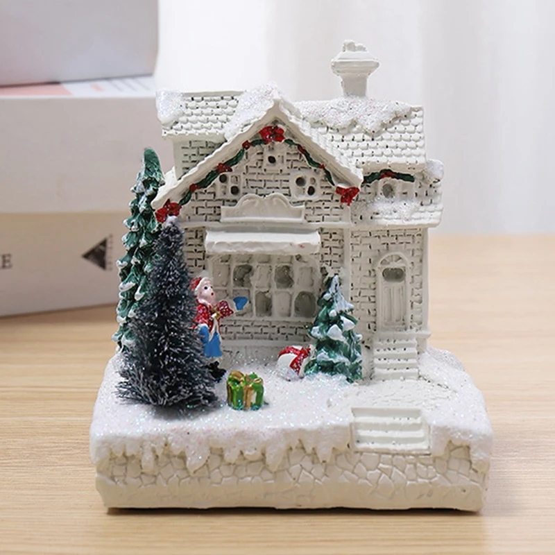 SEWS-Christmas Scene Village Town Winter Snow Village LED Light Decoration Gift Holiday Desktop Decoration