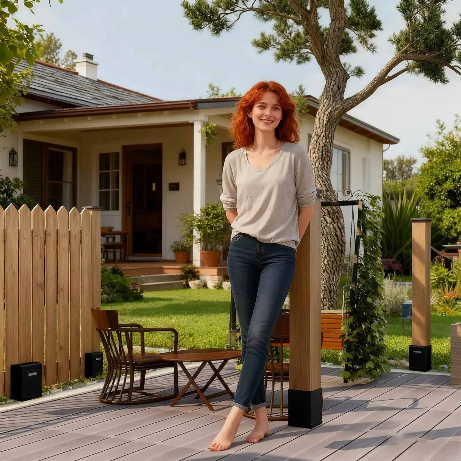 

Deck Post Base Adjustable Metal Protector Feet Heavy Duty Concrete Post Bracket With Screws For Deck Railing Mailbox Support