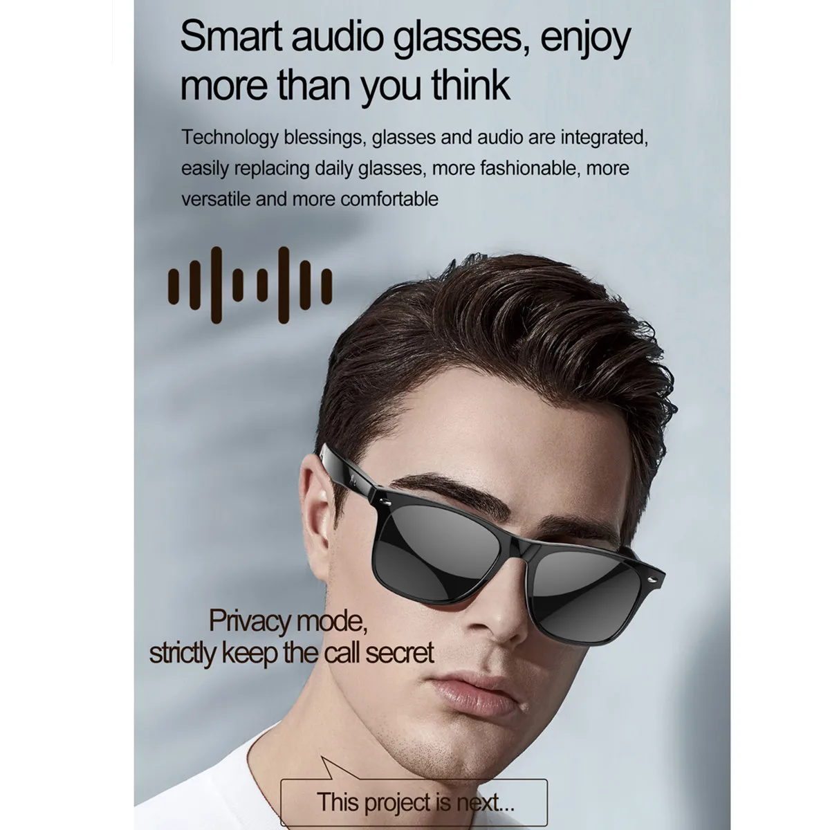 Bluetooth Smart Glasses Translation Receive Call Voice Assistant IP65 Dustproof Waterproof Anti Blue Lenses Smart Glasses Man