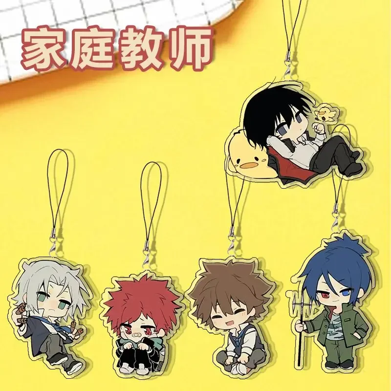 Anime Hitman Reborn Gokudera Hayato Kozato Enma Rokudou mukuro Acrylic Mobile Phone Lanyard Chain Pendant Cute Keychain Gift