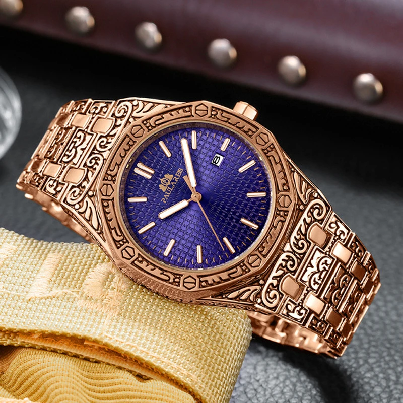 PAULAREIS P 2025 nuevos relojes calientes de moda para hombres reloj de acero inoxidable calendario de lujo reloj de pulsera de cuarzo reloj de hombre de negocios reloj