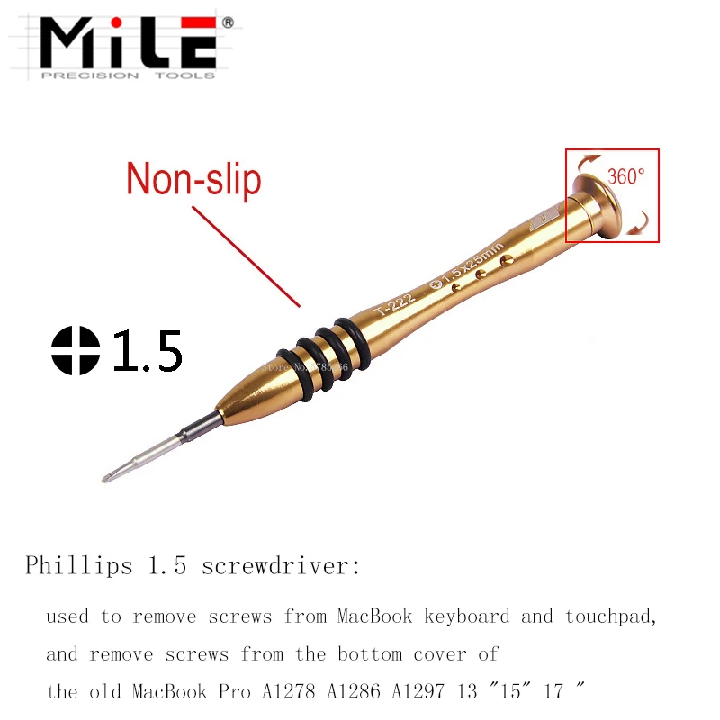 MILE Precision 1.2mm P5 Pentalobe T5 Torx Screwdriver for Apple Macbook Air / Pro with Retina Display Laptop Repair Tools Set