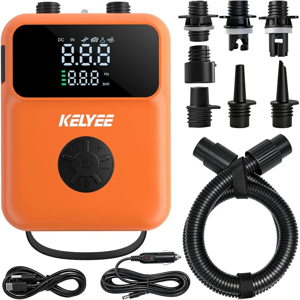 

20PSI High Pressure Electric Paddle Board Pump, Auto Shut-Off, USB-C & 12V DC Compatible