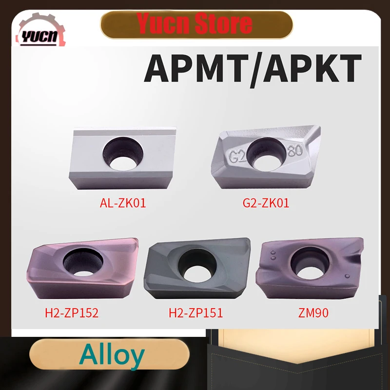 10PCS APMT1135 APMT1604  H2 DU High Hardness Titanium Alloy Machining Cutting Carbide BAP300 BAP400 Milling Cutter Inserts R0.8