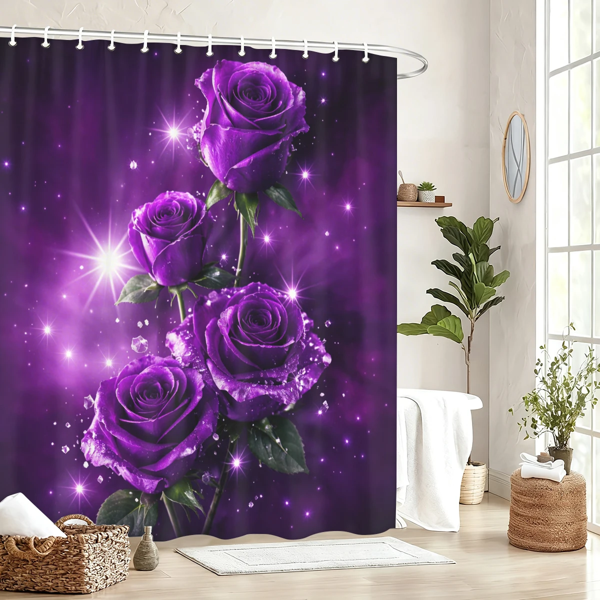 

Vibrant Printed Polyester Shower Curtain - Stylish Bathroom Decor, Fashionable & Eye-catching Bath Curtain for Home Use