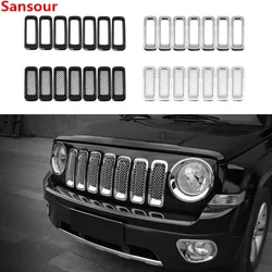 Sansour Racing Grills for Jeep Patriot 2011+ ABS Car Front Mesh Grille Decoration Cover Stickers for Patriot Car Accessories