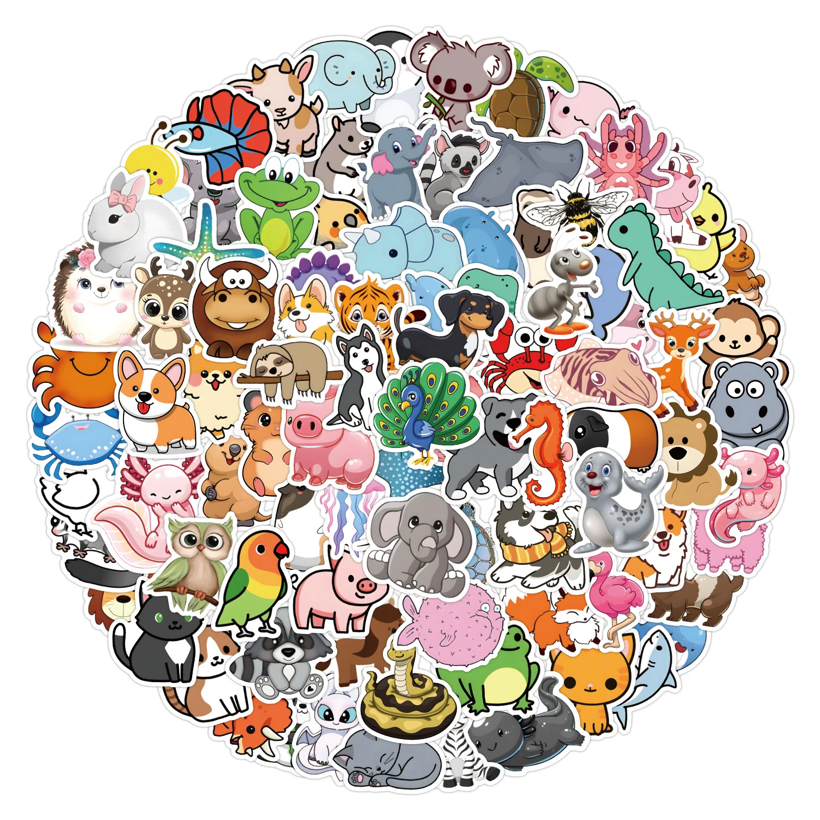 120 Pcs Cartoon Animal Stickers Set Waterproof Vinyl for Laptop Phone Case Notebook Water Bottle DIY Decals