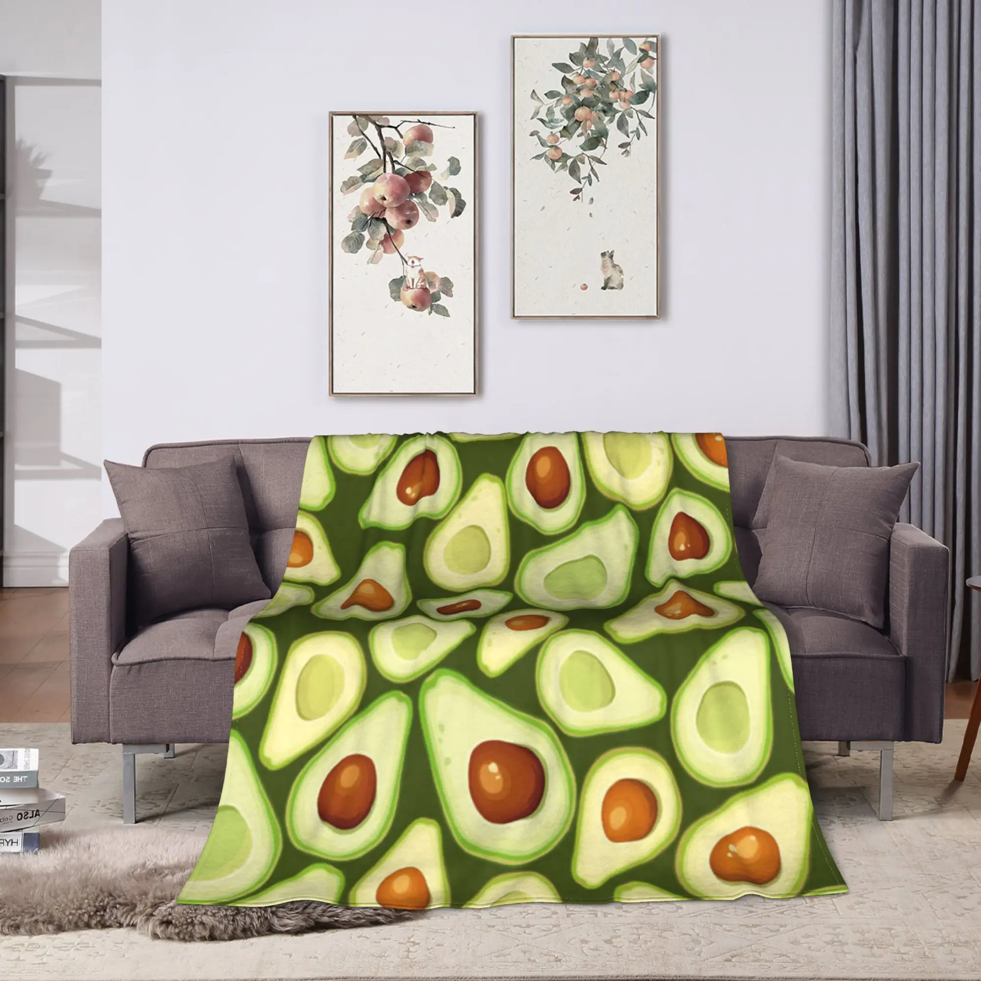 Cute Fruit Vegetable Flannel Blanket Spring  Warm Soft Bedding Throws for Girls Boys Couch Chair Bedspread Sofa Bed Cover