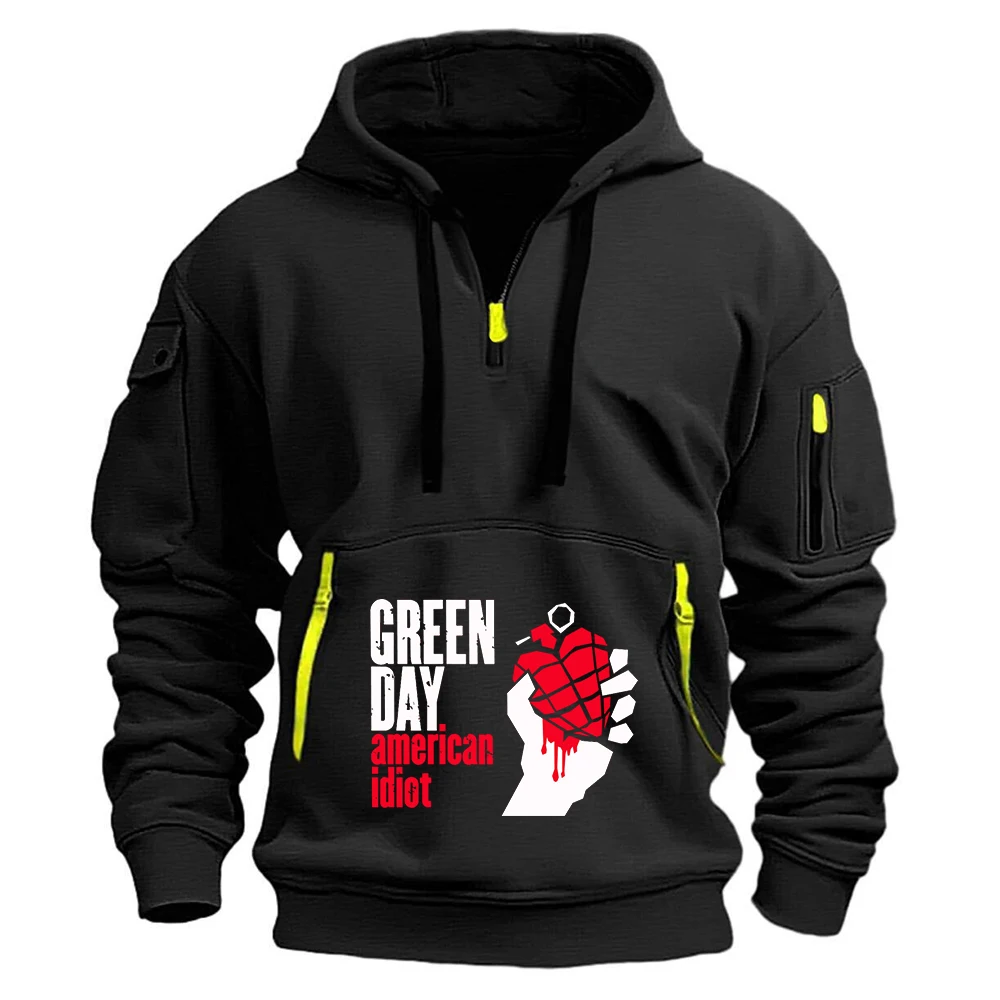 Sudadera con Capucha para Hombre, Primavera-Otoño 2026, Diseño Vanguardista con Estampado del Logotipo de la Portada del Álbum 'American Idiot' de Green Day