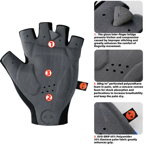 DAREVIE Men's Cycling Gloves Italy ELASTIC INTERFACE TEAM PALM 80 KG/m³ Pad Cycling Gloves Anti Slip Shockproof Sport Gloves - Image 5