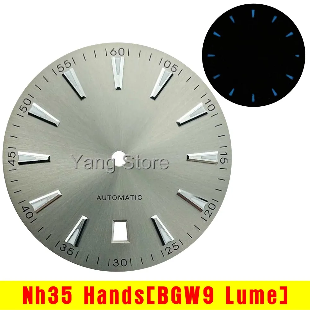 33.2mm sterile watch dial BGW9 Lume for NH35 movement, sun brushed aqua AT style