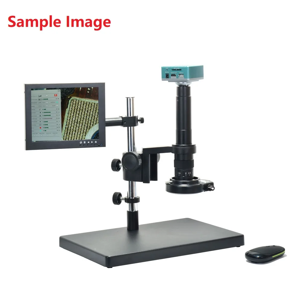 Microscope Stand with 180X Lens Full Metal Large Adjustable Range Microscope Tripod for Microscope Phone Repair PCB Soldering