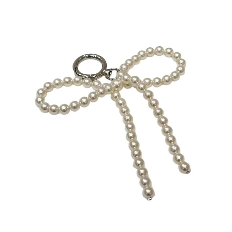 Fashion Pearl Bowknot Keychain Pendant Sweet Hanging Decorations Keyring Charm for Purse Bag Backpack Handbag