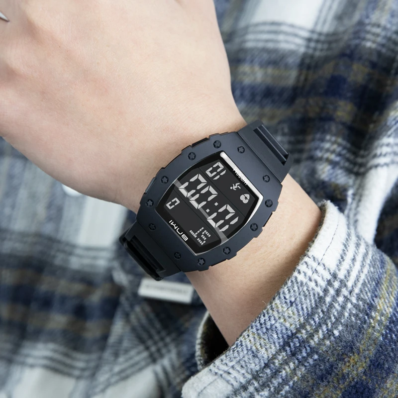 Men's Watch Fashion Silicone Outdoor Sports Waterproof Multi-function Luminous Display Electronics Digital Watches For Kids Boys