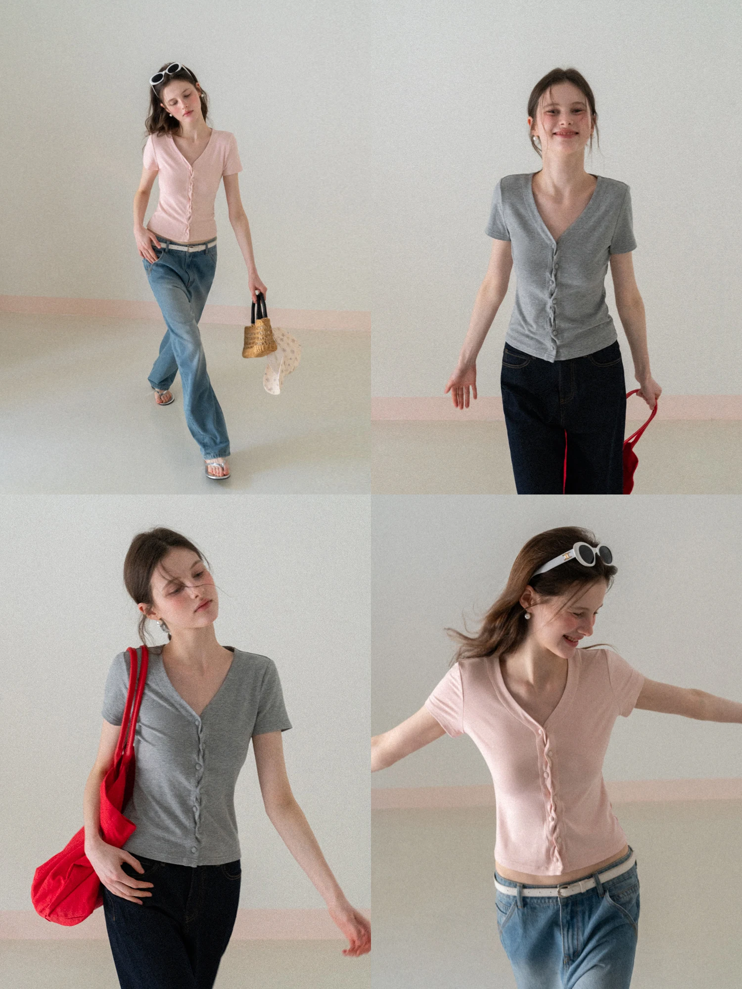 EGGKA Women's Knot Design V-Neck Short Sleeve T-Shirt Casual Versatile Spring Summer Commute Top Comfortable Breathable