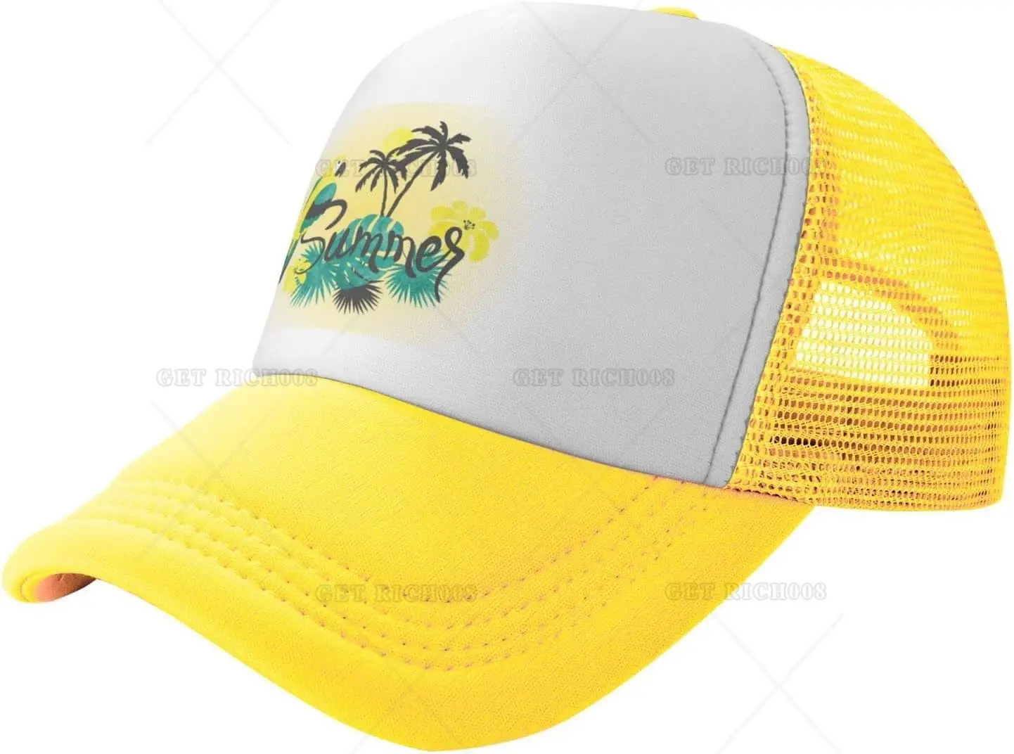 Mesh Dad Hat Adjustable Washed Summer Parrot Palm Trees Baseball Dad Cap Funny Ball Trucker Cap for Women Men