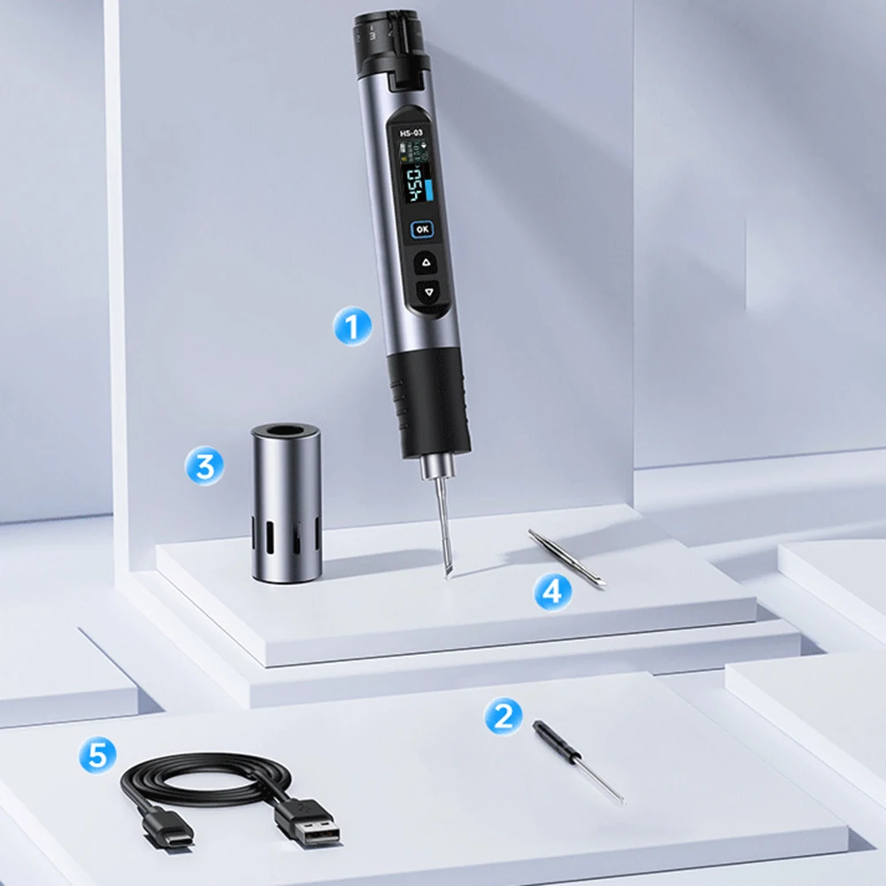 

HS-03 Portable Soldering Iron with Dual Power Input Wired 5V or Battery Powered for Flexible Indoor Outdoor Use
