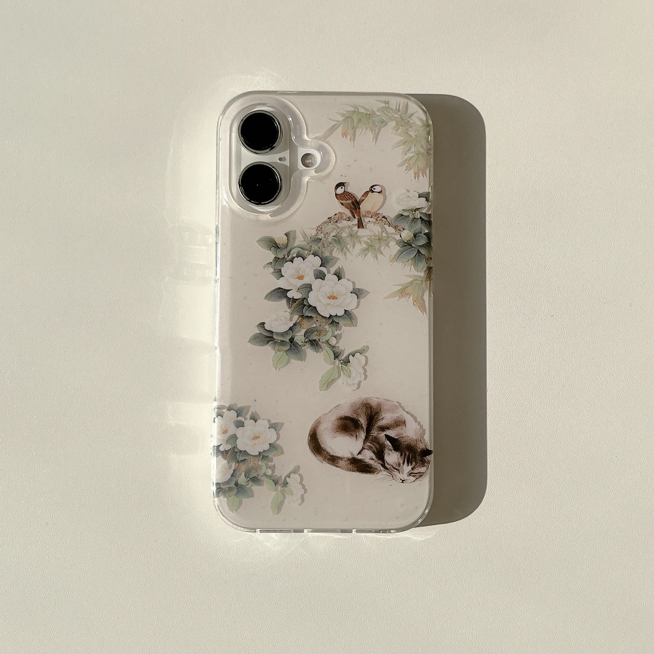 Chinesische traditionelle Ölgemälde weiße Blume und Elster Serentiy Handyhülle für iPhone 16 15 14 13 Pro Max Rückseite Handyhülle Capa