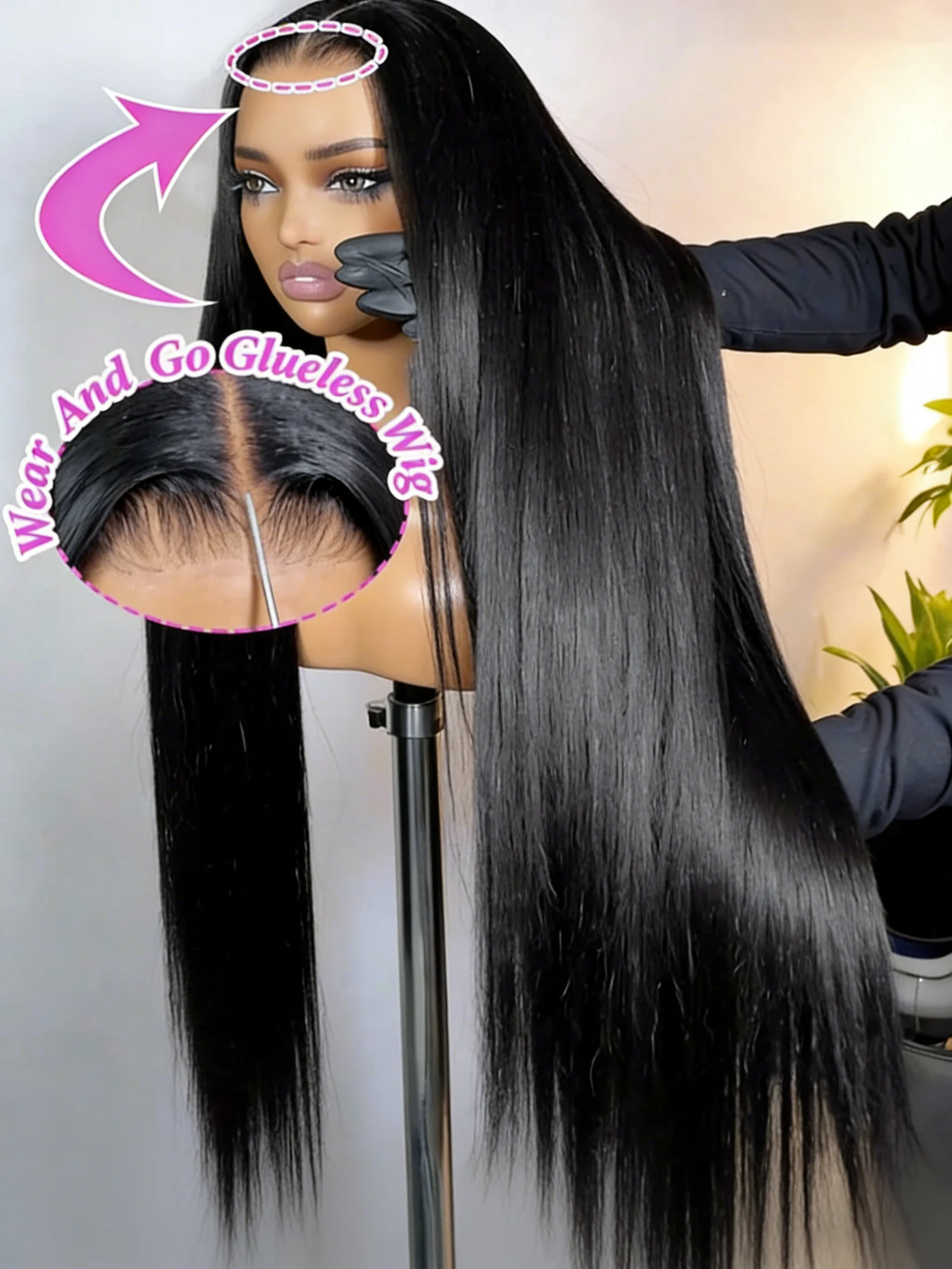 

Бесшовные прямые парики из натуральных волос с HD-кружевом 5x5, предварительно выщипанные, плотность 200%, 30 дюймов, готовые к носке, 4x4