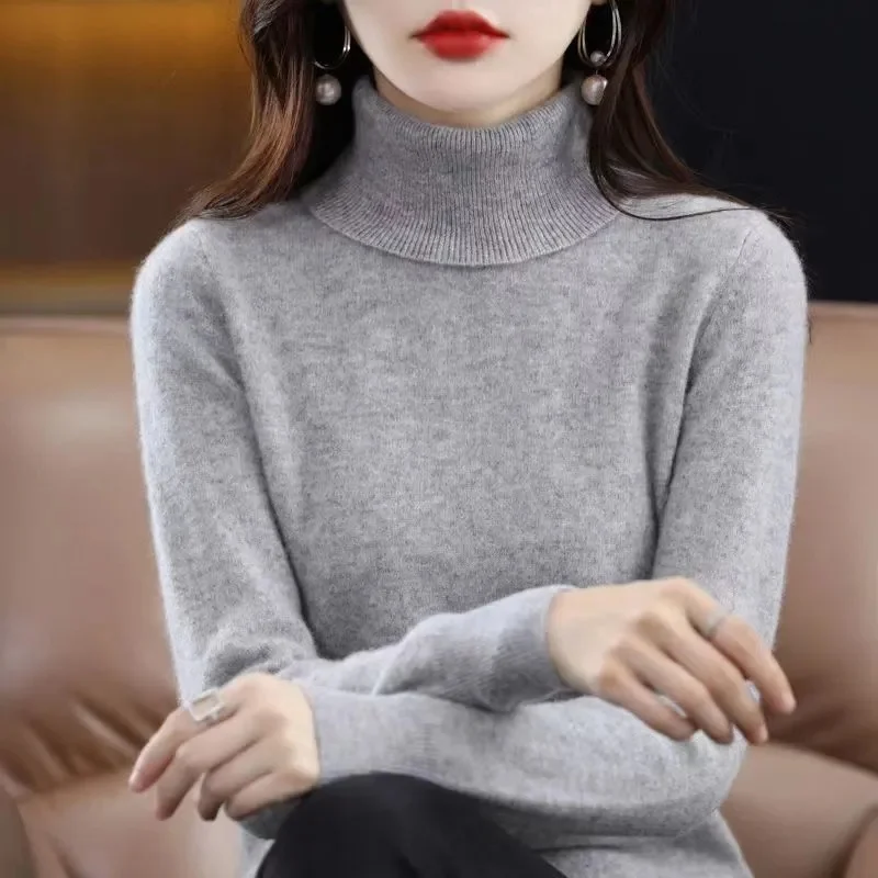 Women Sweater 2023 Autumn Winter Cashmere Turtleneck Warm Knitwear Casual Solid Bottoming Shirt Fashion Knit Pullovers Sweater