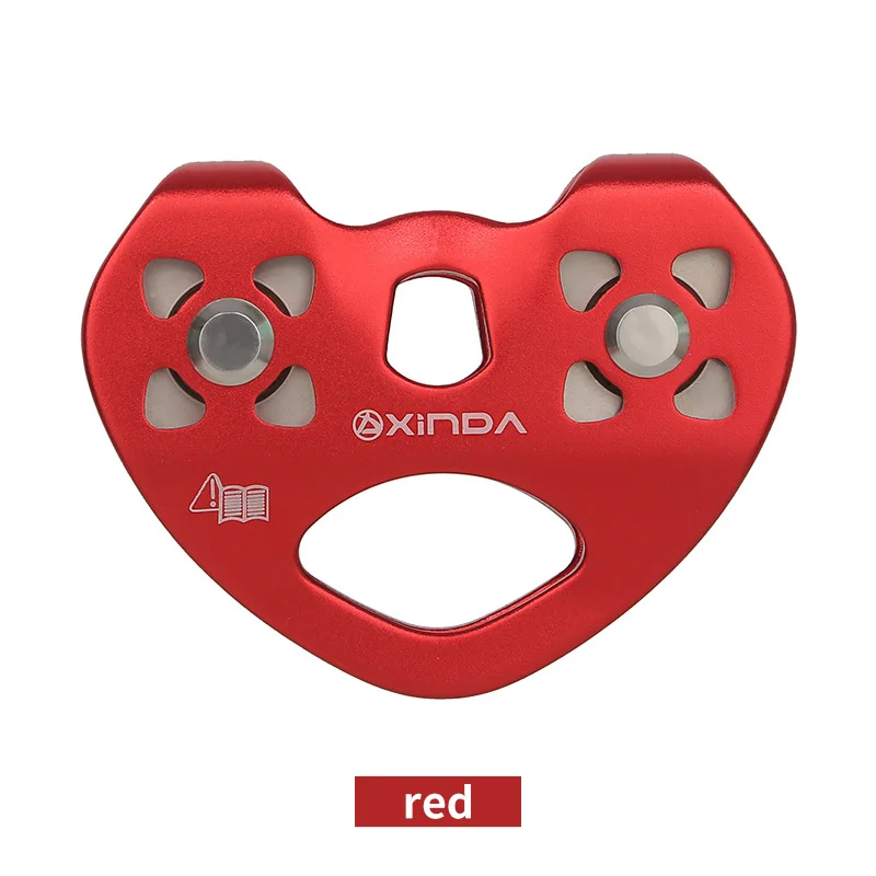 

Mountaineer Rock Climbing Pulley Outdoor Crossing Twin Wheels Pulley Aluminum Tandem Double Pulley With Ball Bearing tools