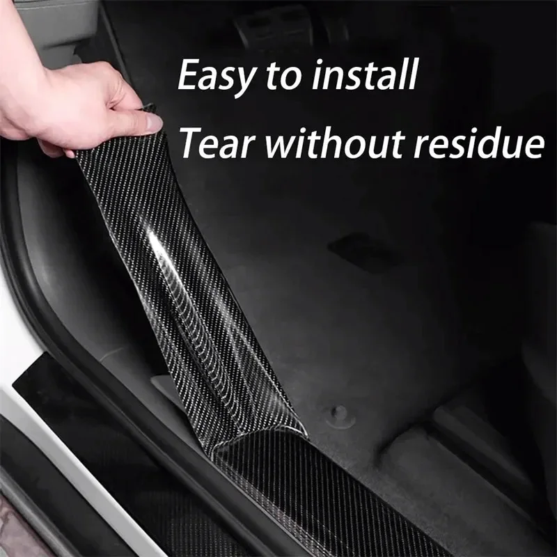 3D Nano Carbon Fiber Car Bumper Door Guard Protection Film 3m Car Door Sill Protector Sticker Black Waterproof Anti Scratch Tape - view 4