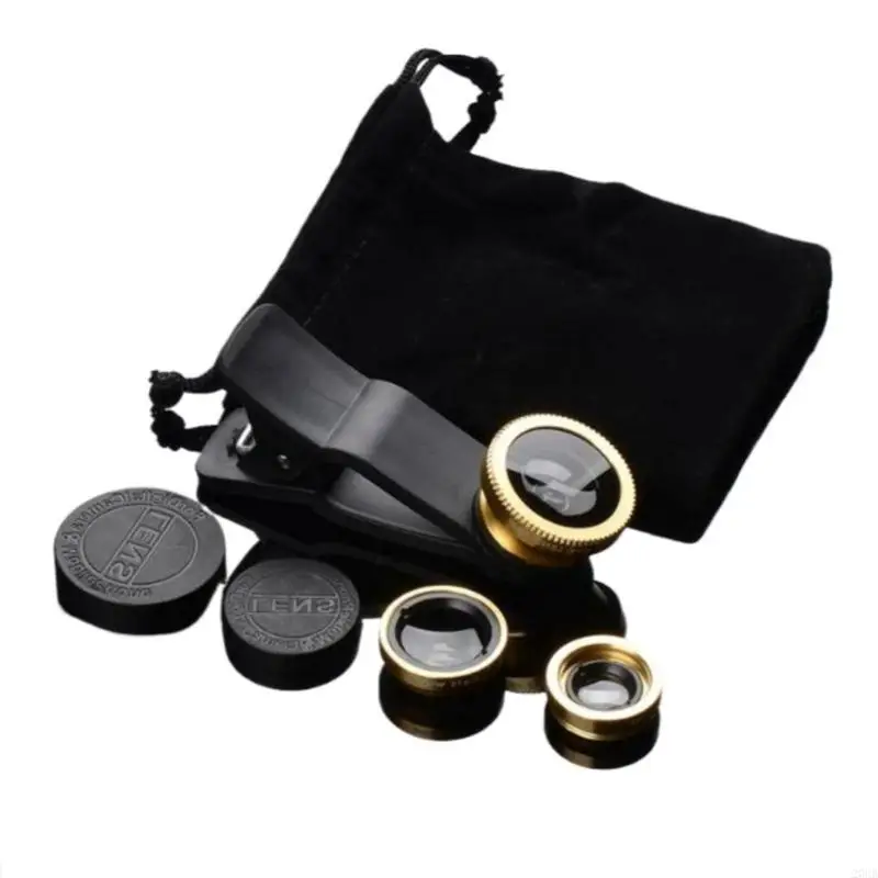 20CB 3 In 1 Camera Lens Wide Macro Fish Eye Lens Clip On Smartphone Fisheye Lens Universal Camera Lens