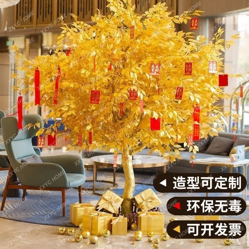 Simulation Gold Banyan Shake Money Wishing Tree Big Banyan Big Banyan Hotel Decoration