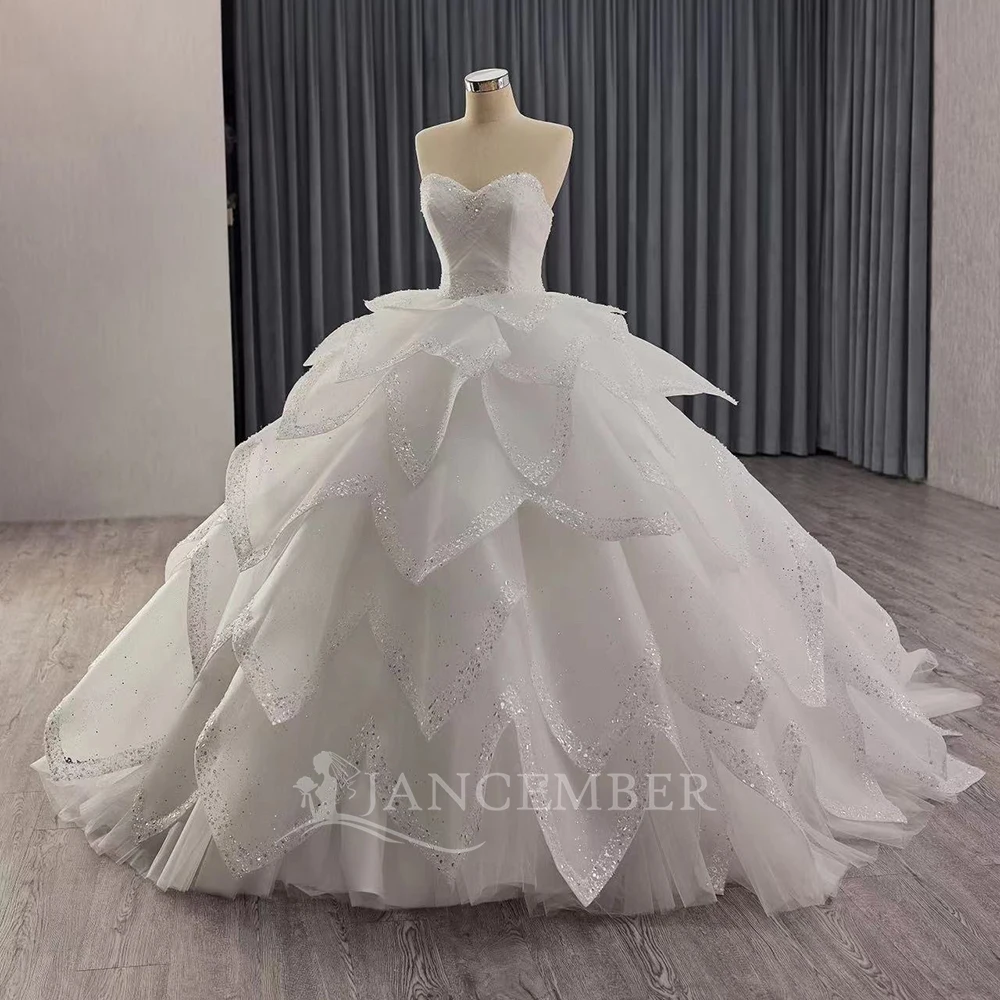 Aangepaste afneembare trein vrouwen baljurk trouwjurk bruids elegante mouwloze mooie kanten jurken vestidos para mujer