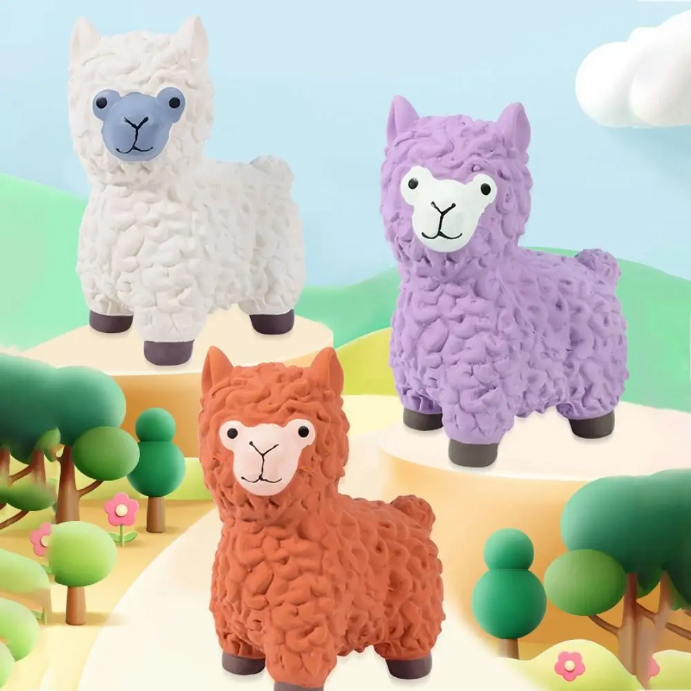 Cão dos desenhos animados látex mastigar brinquedo alpaca forma resistente ao desgaste cão estridente brinquedo mordida resistente animal de estimação som brinquedo de moagem de dentes de estimação