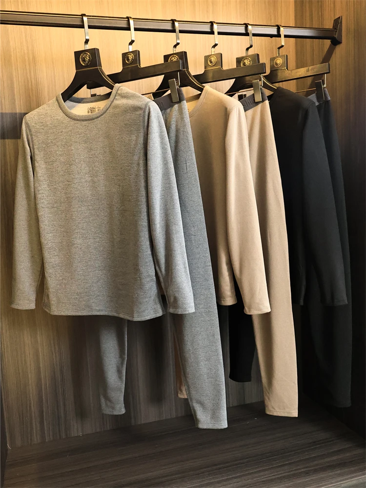 

Men's Warmth Innerwear Set High-End Rellis Fiber Mixed Home Clothes Long Pants Thermal Underwear Thickened Fleece Youth Suitable