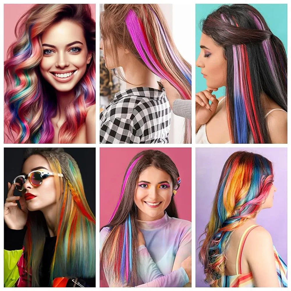 10/1PCS สีสัน Highlight คลิปใน Hair EXTENSION สําหรับสาวสังเคราะห์ยาวตรง Hairpieces วิกผม 22 นิ้ว extenes de cabello