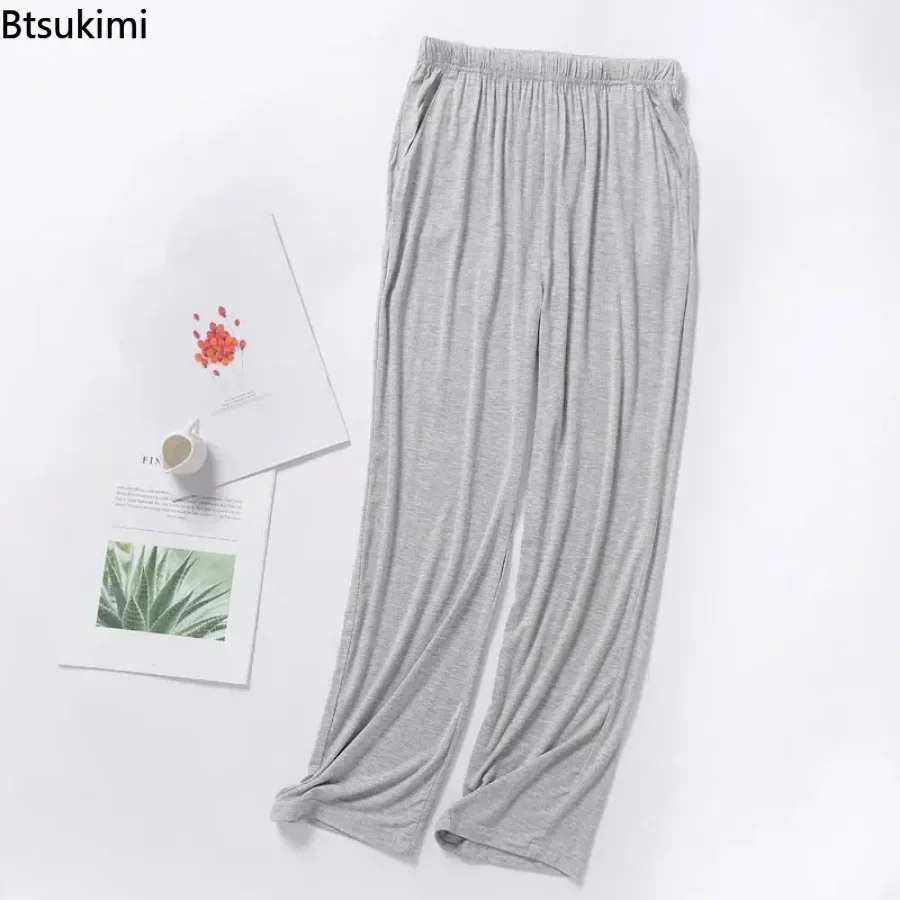 New 2025 Men's Casual Modal Sleeping Pants Solid Sleep Trousers Man Pajamas Bottoms Soft Sleepwear Pyjama Homewear Pants Male