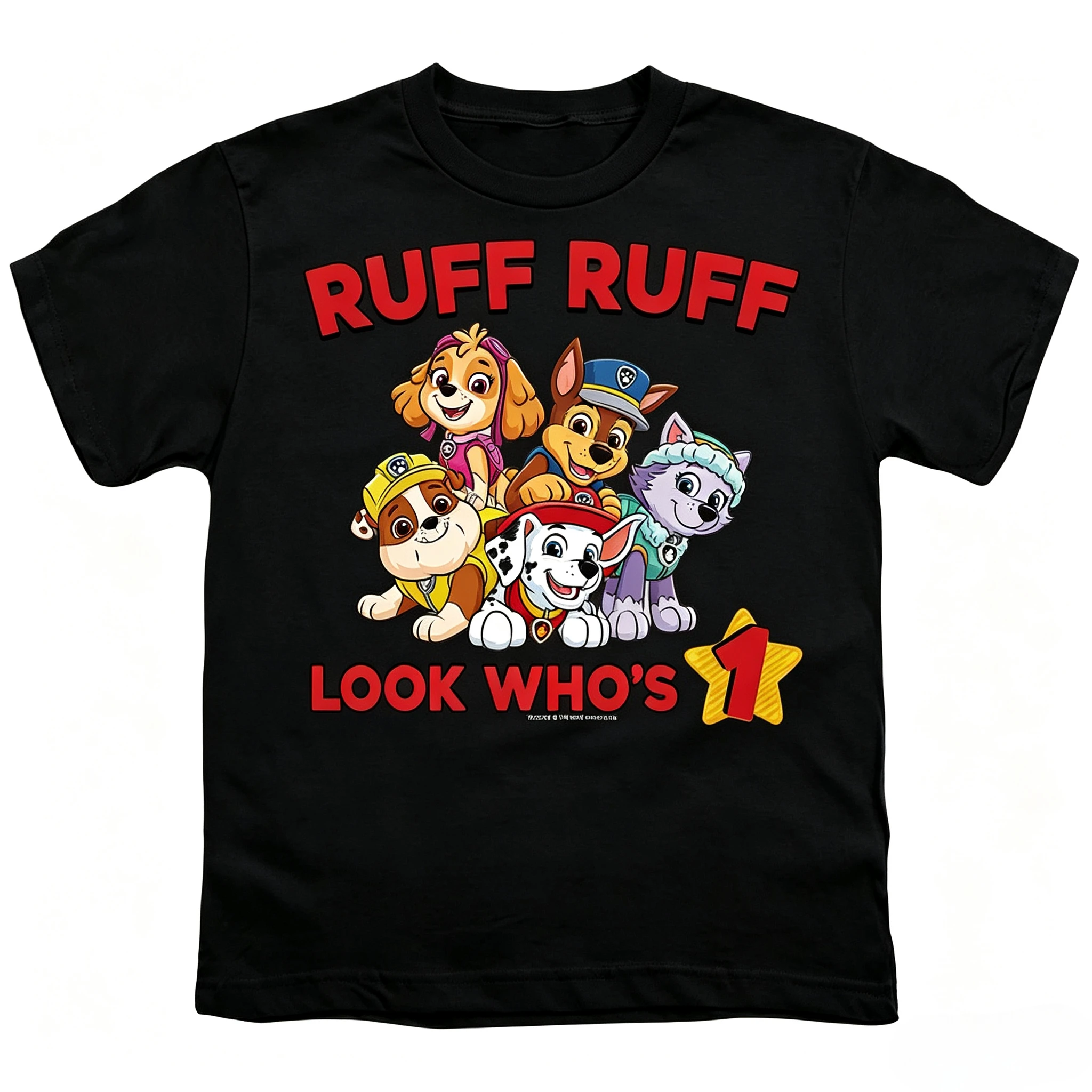 PAW Patrol 1st Birthday Kids T‑Shirt Ruff Ruff Look Who's 1 Cartoon Short Sleeve Party Tee For Boys Girls