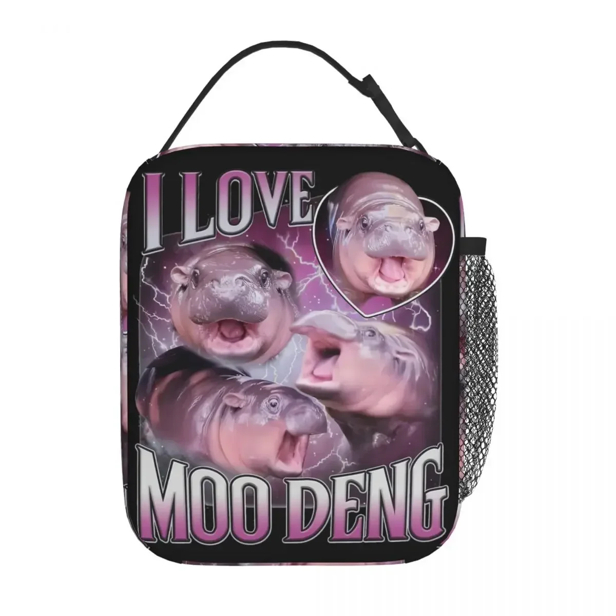 

I Love Moo Deng Bootleg Термоизолированная сумка для обеда для работы Милые дети Портативная коробка для бенто Мужчины Женщины Кулер Термальная коробка для еды