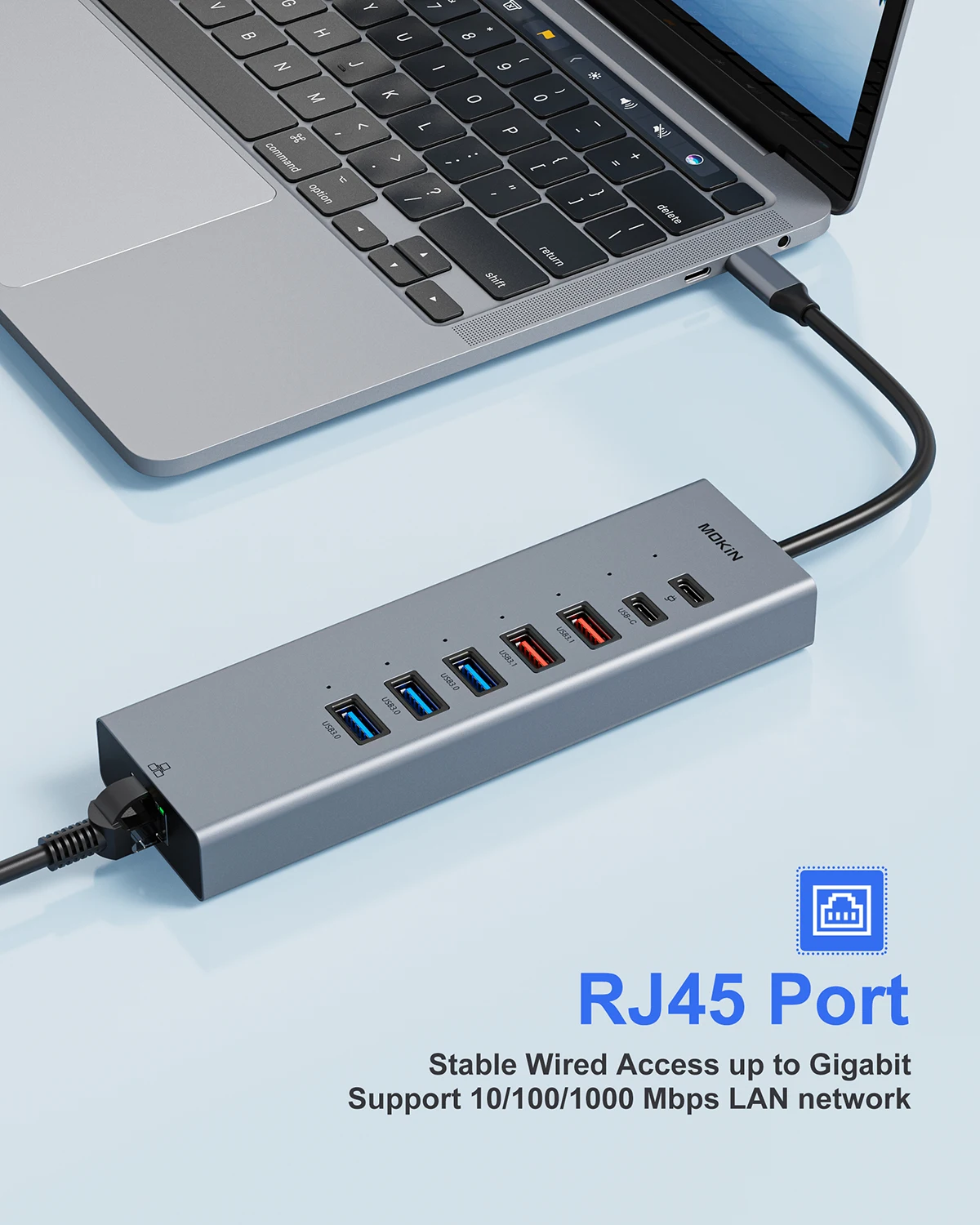 Imagem -04 - Mokn-usb c Hub Docking Station Usb c para Dual Hdmi Usb 3.1 Usb 3.0 Rj45 100w Adaptador pd Acessórios para Notebook para Macbook m1 m2