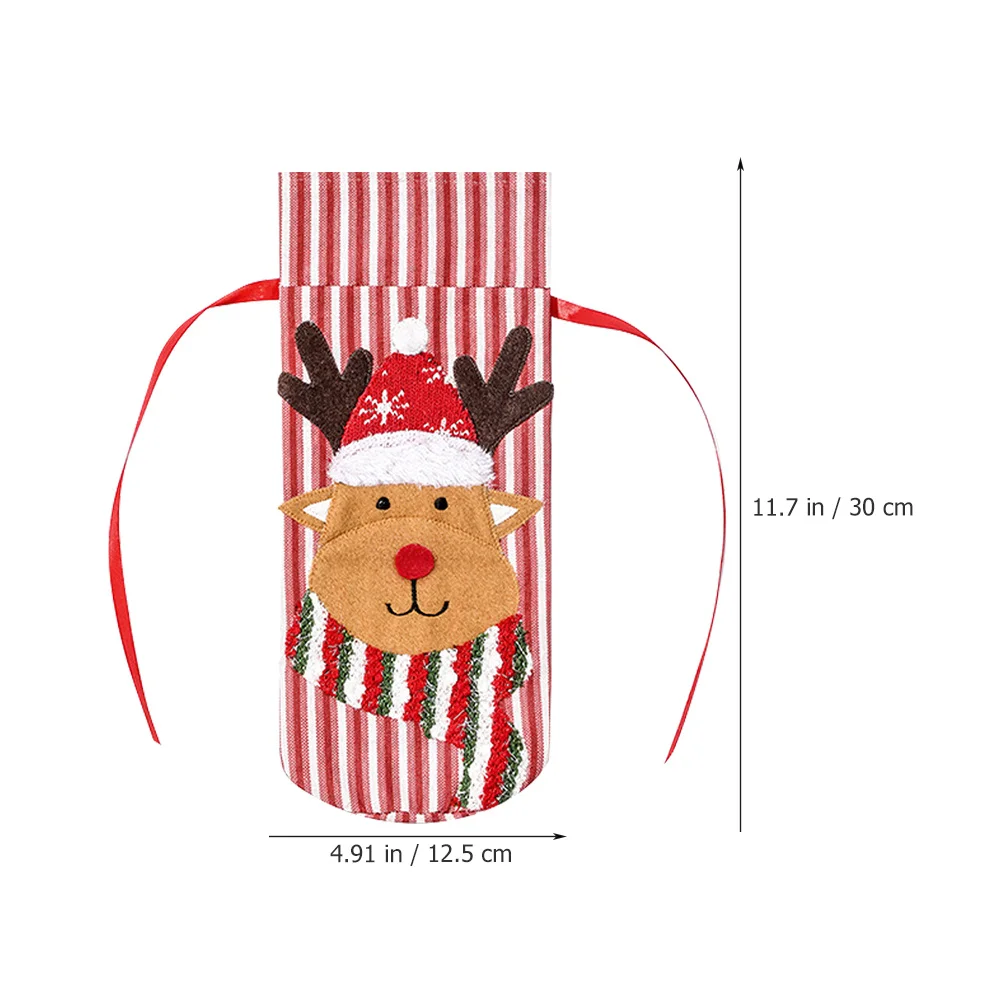 

Alipis 3Pcs Wine Bottle Cover Christmas Decor Silverware Holder Cloth Decoration