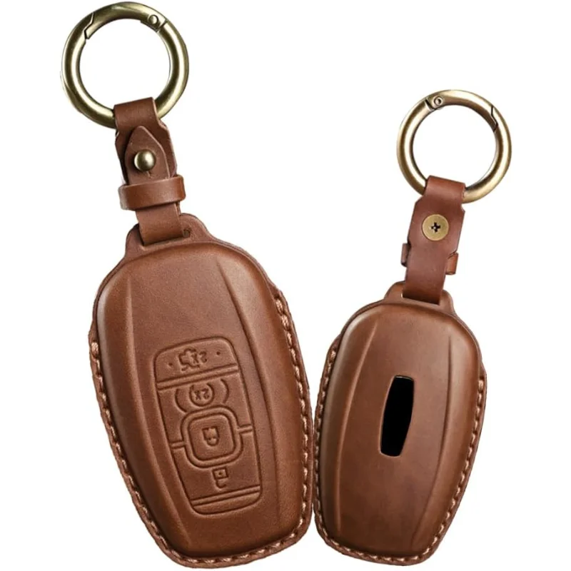 

WH 4-Button Key Fob Cover Genuine Leather Compatible With Lincoln MKC MKX MKZ Continental Navigator Nautilus