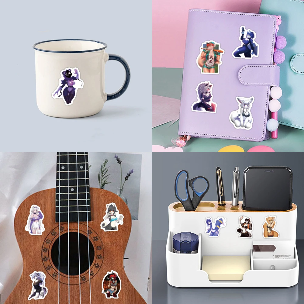 10/30/60 pçs waifu sexy peludo menina anime adesivos hentai graffiti decalques para adulto diy bagagem computador guitarra decoração adesivo