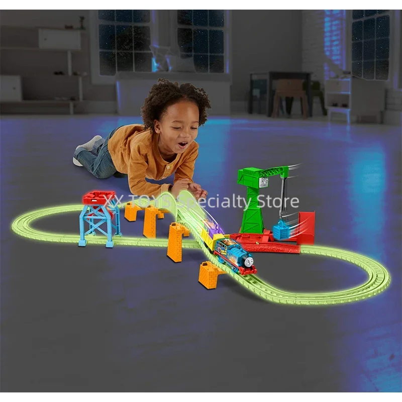 Thomas & Friends Trackmaster entrega nocturna pista iluminada con motor de tren motorizado Hyper Glow Thomas juguetes para niños